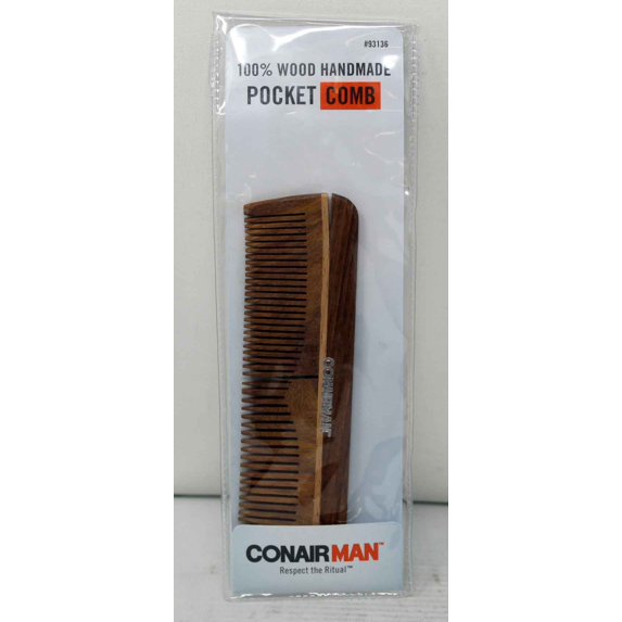 Conair Mens Wood Handmade Pocket Comb 1 Count