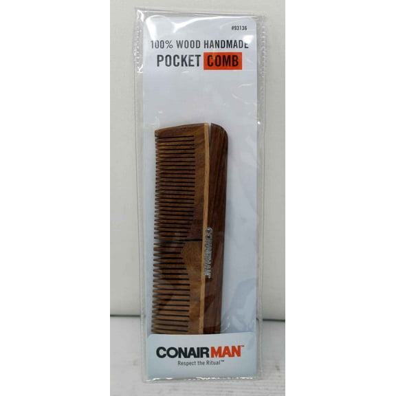 Conair Mens Wood Handmade Pocket Comb 1 Count