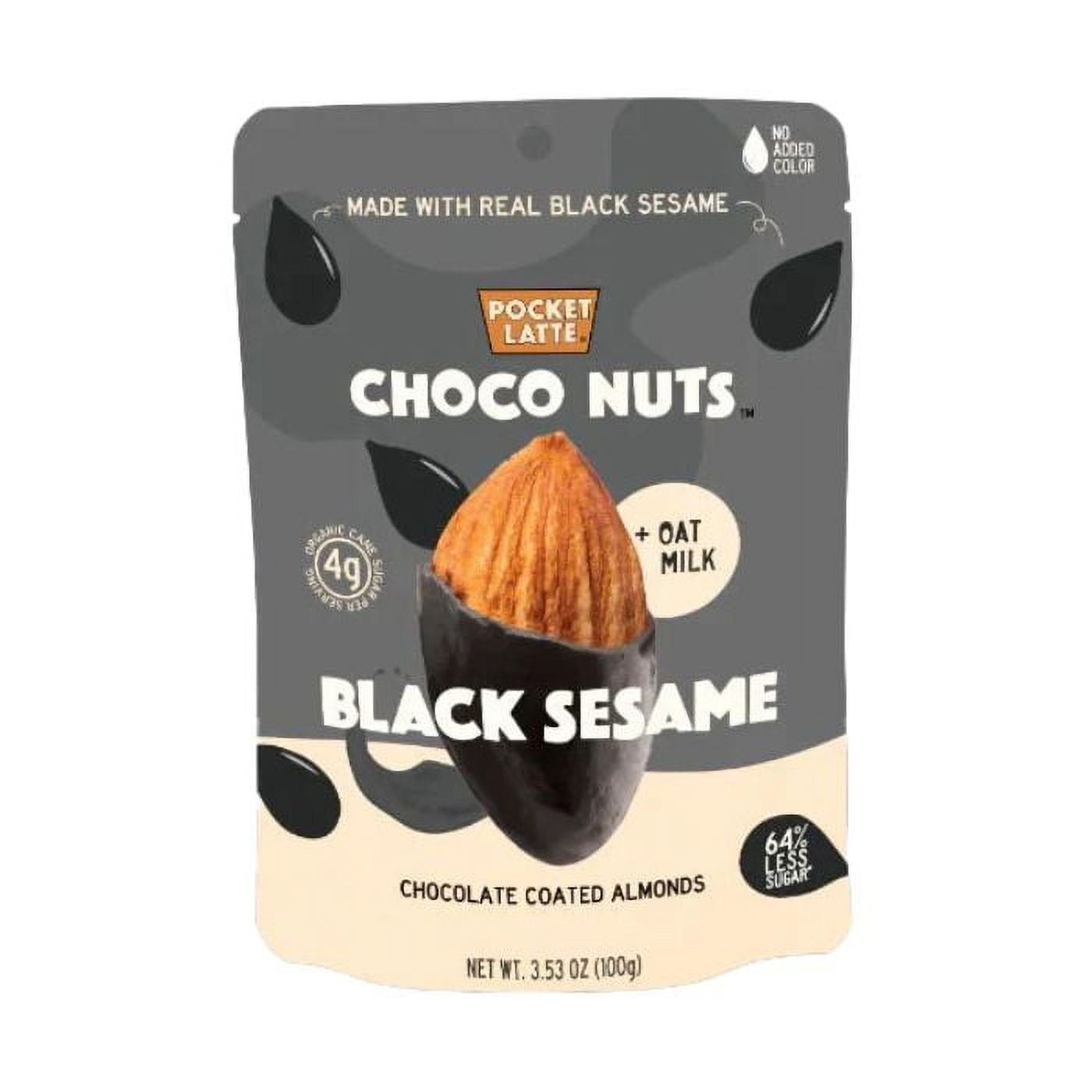 POCKET LATTE SESAME BLACK CHOCO NUTS 3.53 OZ Pack of 6