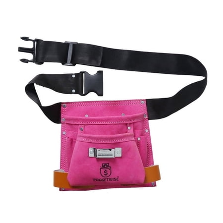 POCKETWISE 6 Pockets Women's Pink Leather Tool Belt