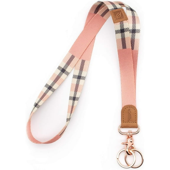 POCKT Cool Neck Lanyard for Keys, Wallets and ID Badge Holders, Key Chain Holder for Men and Women | Pink Plaid