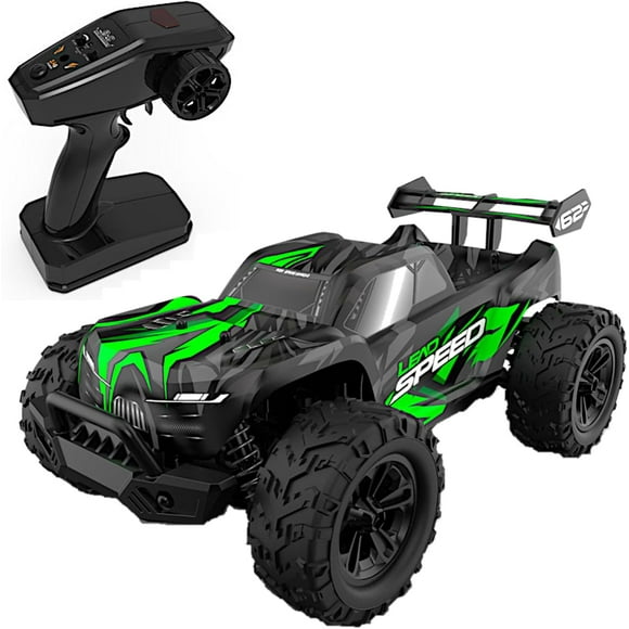 POCO DIVO 4WD Monster Truggy, 1/16 Ferocious RC Truck, 30kmph Radio Remote Control Racing Speed Sports Car, 4x4 Offroad Metal Gear Buggy, 12 Large All Terrain LED Vehicle with Rear Wing Spoilers