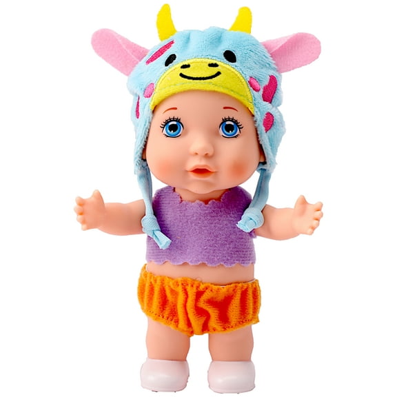 POCO DIVO Calf Baby Hat Cherub Doll, 6-inch Cute Toddler Girls Boys with Cartoon Beanie, Happy Newborn Infant Toy Kid wear Animal Cap