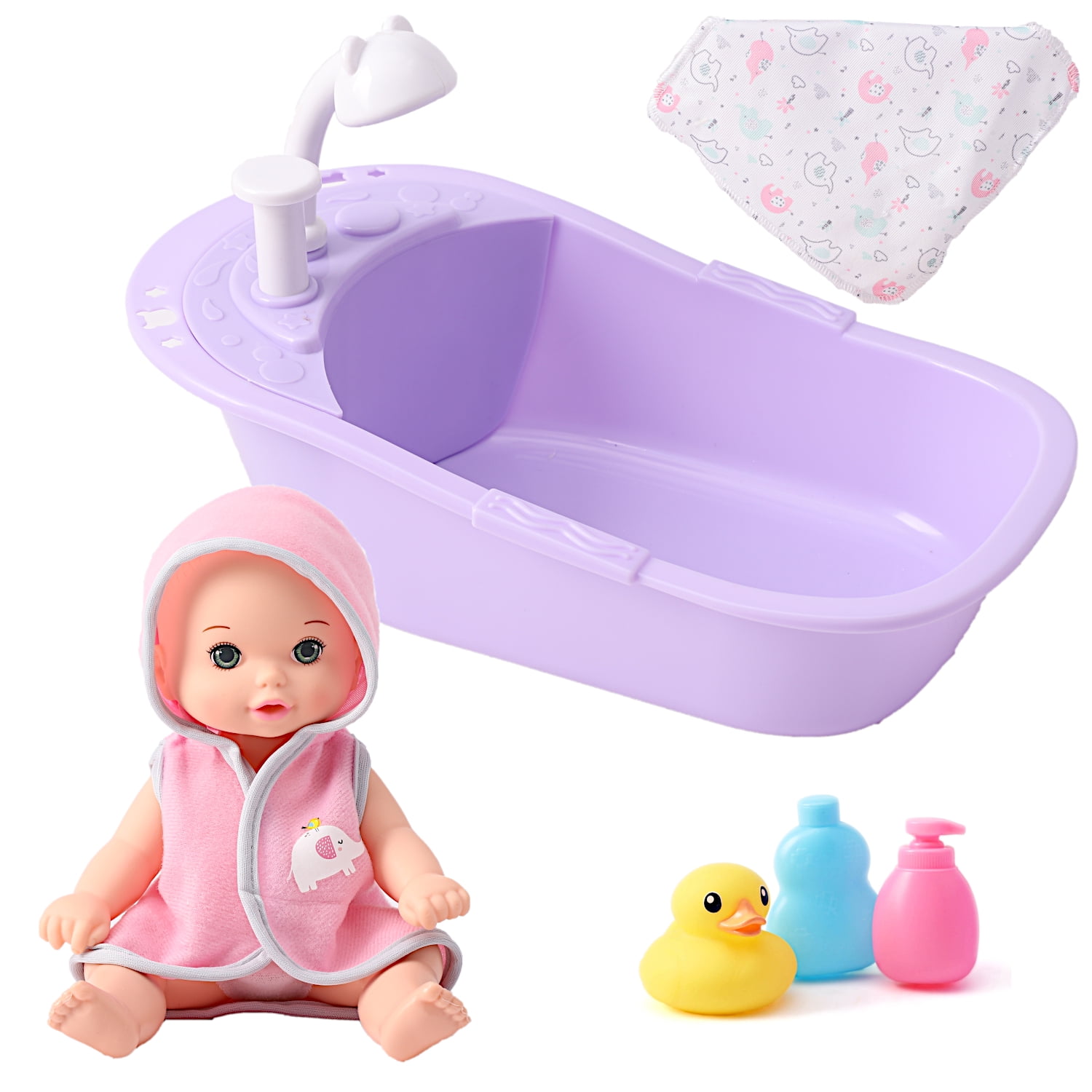 POCO DIVO Cherub Doll 7pcs Bathtub Play Set, 8-inch Toddler Girl Water ...