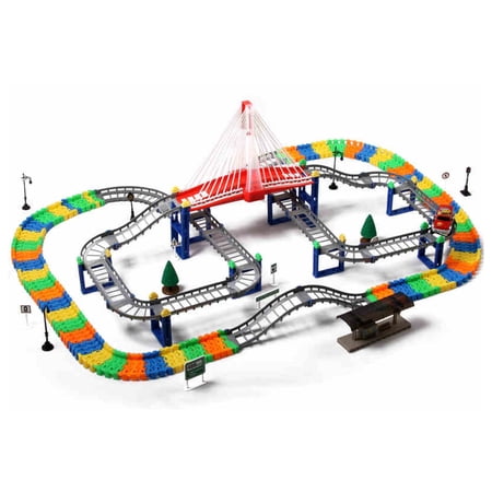 POCO DIVO Flash Suspension Bridge Railway Track Racing Road 268-Piece Highway Overpass Transportation Building Set