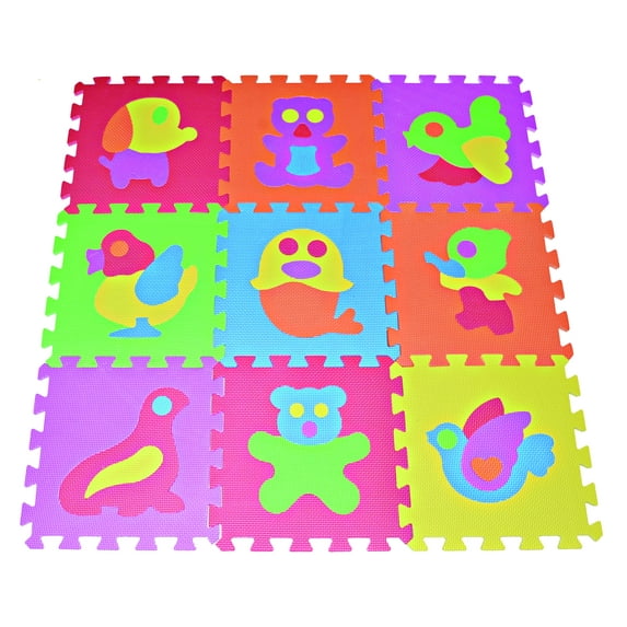 POCO DIVO Zoo Puzzle Play Mat 9-tile Color EVA Foam Kids Protection Floor