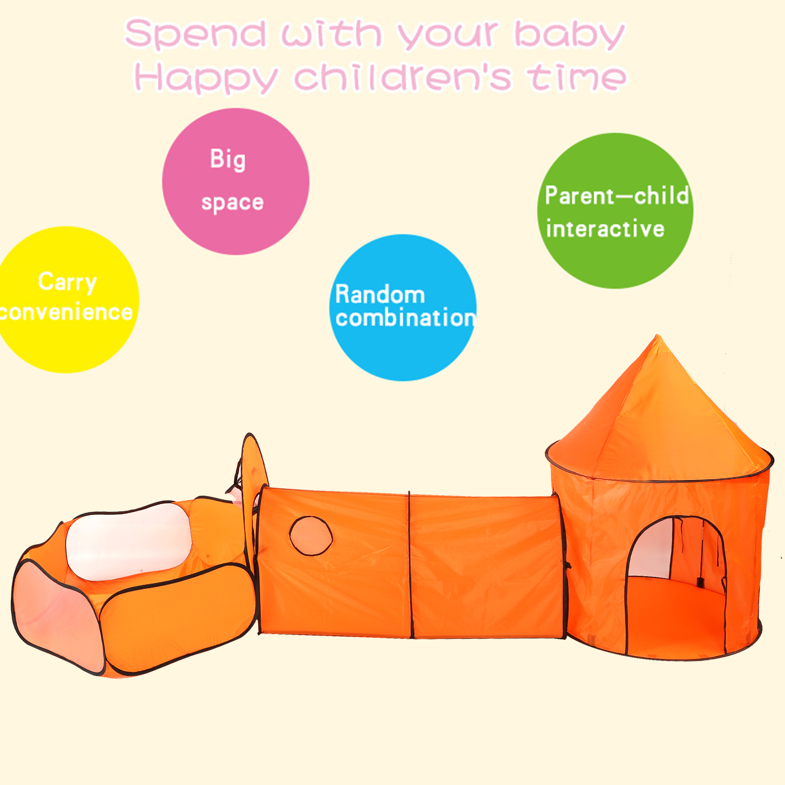 POCREATION 3 in 1 Children Playhouse,Portable Children Playing Tent and