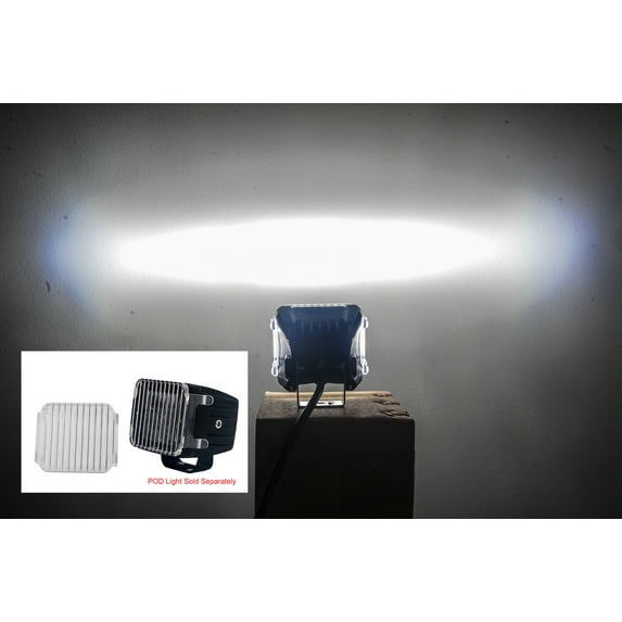 POD Light Cover 3" Clear Flood Diffused Lens OZ-USA® for Cube fog lights Off road Motorcycle Truck SUV ATV Marine Vessels (1 PAIR)