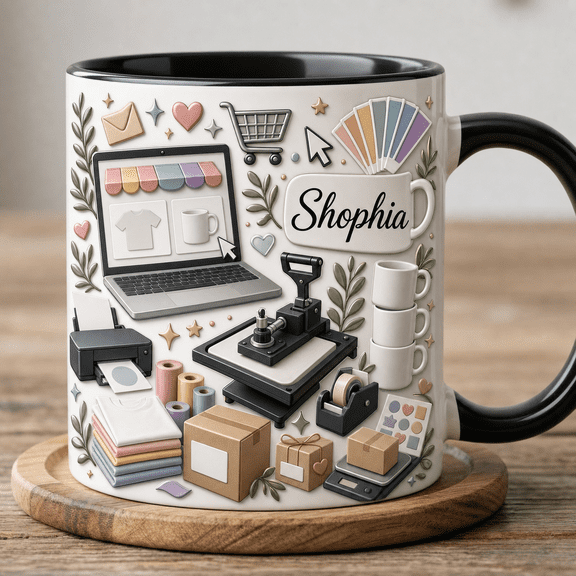 POD Seller Mug 2D Printed 3D Effect Personalized Seller Gift for Print On Demand Ecommerce Owner
