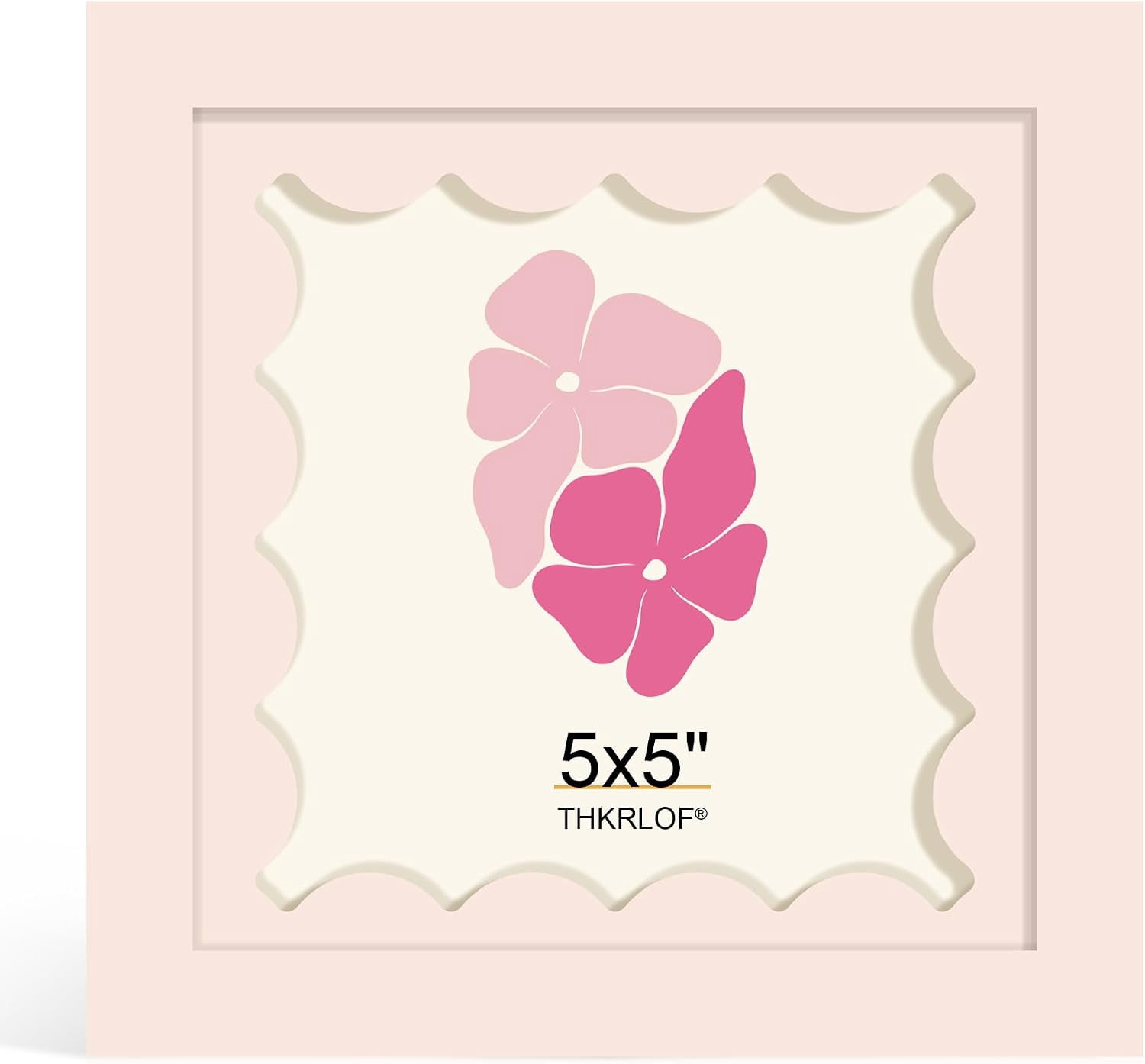 PODJEH-5x5 Picture Frame with Wavy Mat, Wooden Real Glass 5 x 5 Photo ...