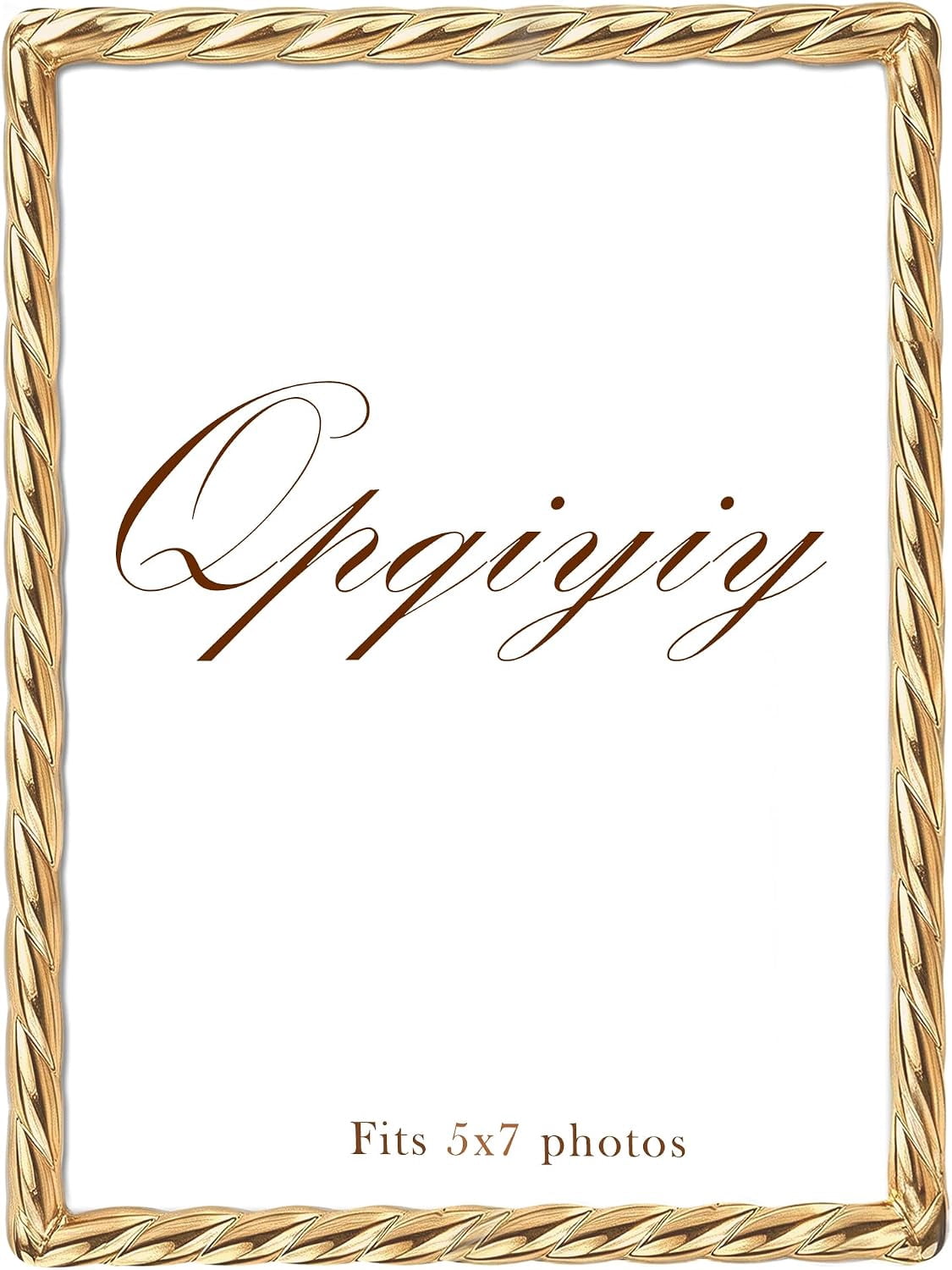 Healthy Design Frame PODJEH-5x7 Gold Metal Picture Frame with Cute Rope Design, Real Glass ...