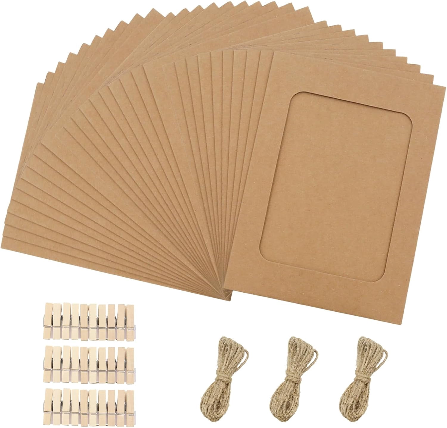 PODJEH-Brown Paper Picture Frames 4x6 with Clips String for Banner, 30 ...