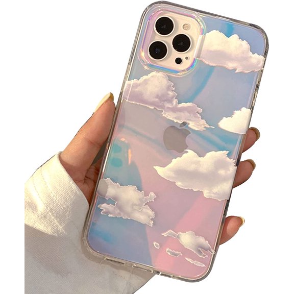 PODJEH-Compatible with iPhone 14 Pro Max Case Holographic Cloud