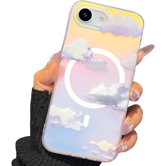 PODJEH-Magnetic for iPhone 16 e Case Holographic Cloud