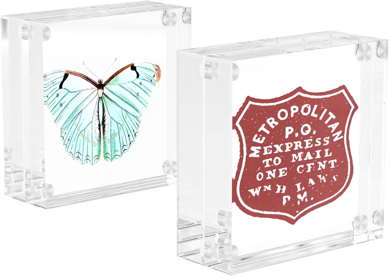 Small Wallet Screen PODJEH-Mini Clear Picture Frame 2x2 inch, Magnetic Acrylic Frame Double ...