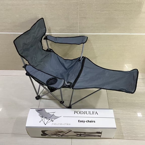 PODJULFA Easy-chairs,Reclining Camping Chair with Removable Footrest Lounge Chair with Headrest, Cotton Cushion, Portable Adjustable Folding Chairs for Adults - 21.65 x 21.65 x 27.56 in