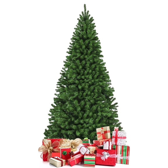 PODOT 12 ft Unlit Spruce Artificial Christmas Tree, 4500 Branch Tips, Realistic Full Hinged Branches, Metal Stand for Home, Office, Green