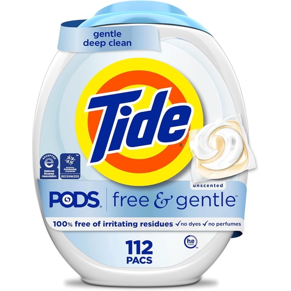 PODS Free & Gentle Laundry Detergent Soap Pacs, 112 Count, PODS Laundry Detergent, Laundry Detergent Pacs, Laundry PODS Detergent