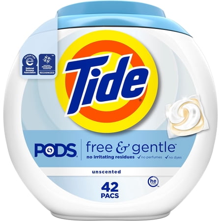 PODS Free & Gentle Laundry Detergent Soap Pacs, 42 Count, PODS Laundry Detergent (Packaging May Vary)