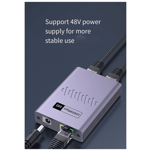 POE Network Cable Splitter 1 to 2 Gigabit Network Splitter Simultaneous Network Three-Way Transfer Network Switch