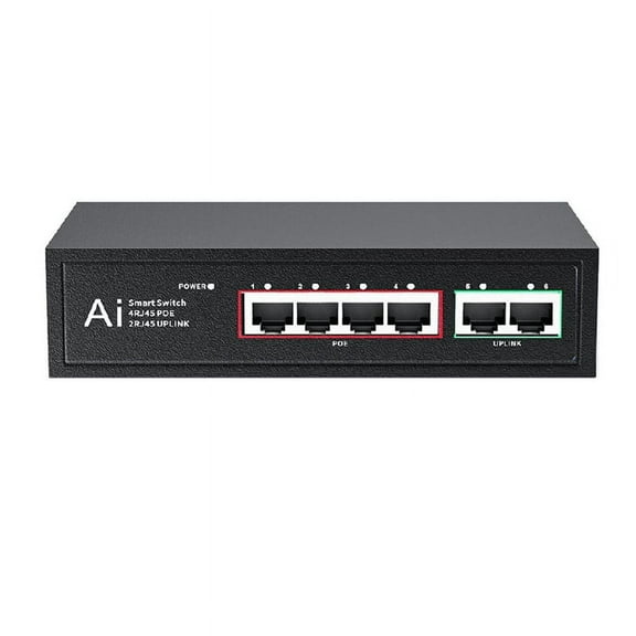 POE Switch 100Mbps Ethernet Splitter IEEE 802.3af/At for IP Camera Wireless AP Wifi Router US Plug 6 Ports