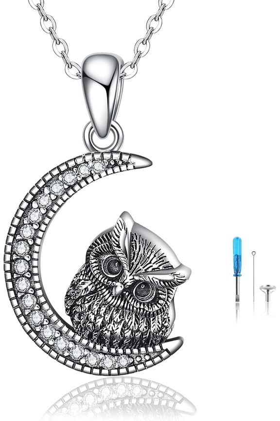 Animal Urn Necklaces for Ashes S925 Sterling Silver Owl/Sloth Keepsake Cremation Jewelry Memorial Gifts for Women Mom Wife