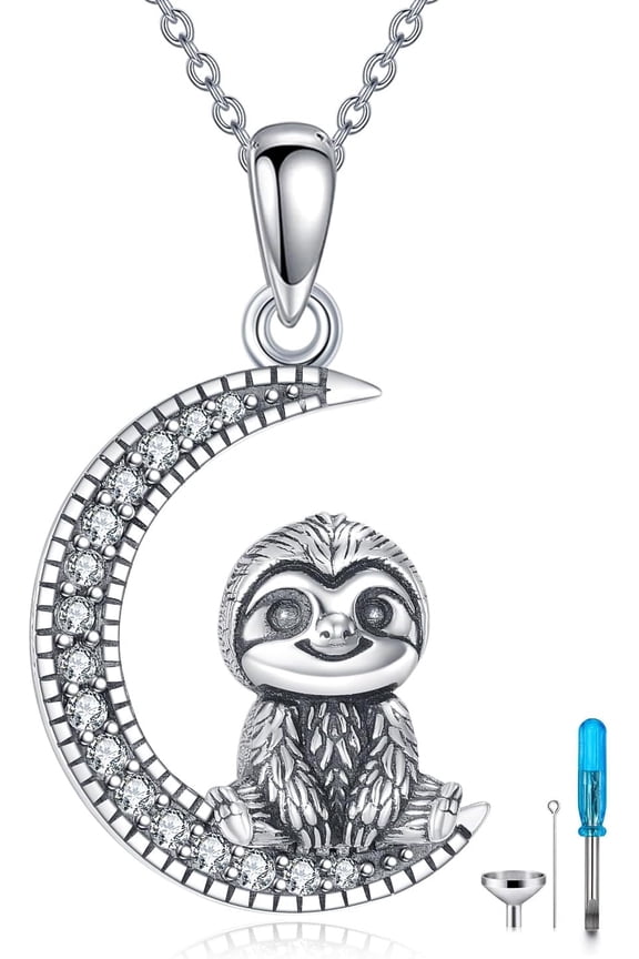 Animal Urn Necklaces for Ashes S925 Sterling Silver Owl/Sloth Keepsake Cremation Jewelry Memorial Gifts for Women Mom Wife