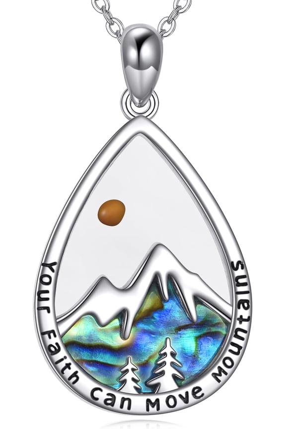 Mustard Seed Mountain Necklace 925 Sterling Silver Mountain Pendant Necklace Mustard Seed Jewelry Christian Gifts for Women