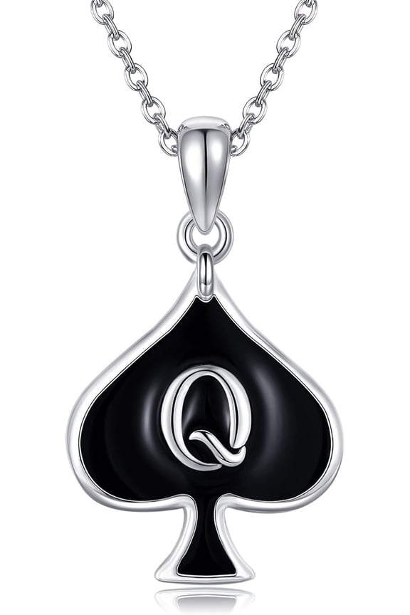 QUEEN OF SPADES Necklace 925 Sterling Silver Queen Card Pendant Necklaces Unique Queen of Spades Jewelry for Women HotWife Wife Lover