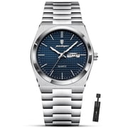 POEDAGAR Business Mens Stainless Steel Waterproof Luminous Quartz Watches with Dual Calendar Display
