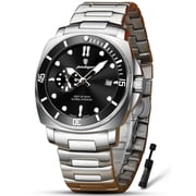 POEDAGAR Mens Casual Quartz Wrist Watch, Stainless Steel, Date Display, Luminous Hands, Water Resistant