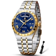 POEDAGAR Luxury Mens Wrist Watch, Waterproof Luminous, Date & Week Display, Stainless Steel Strap