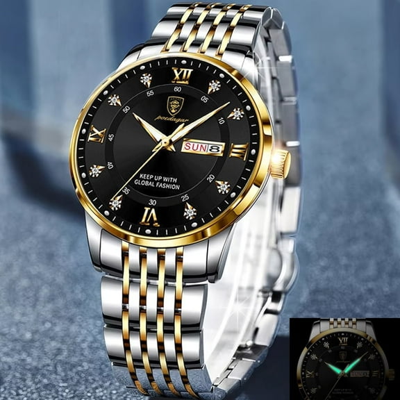 POEDAGAR Classic Watch For Man Elegant Date Week Waterproof Luminous Men Watch Quartz Stainless Steel Sports Men's Watches