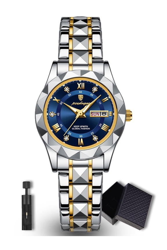 Elegant Quartz Watches for Women, Diamond-shaped Strap, Date Week Display, Waterproof Function