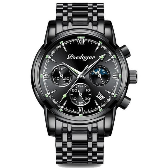 POEDAGAR Fashion Casual Mens Watches Top Brand Luxury Leather Blue Clock Male Sport Wristwatch Waterproof Quartz Watch