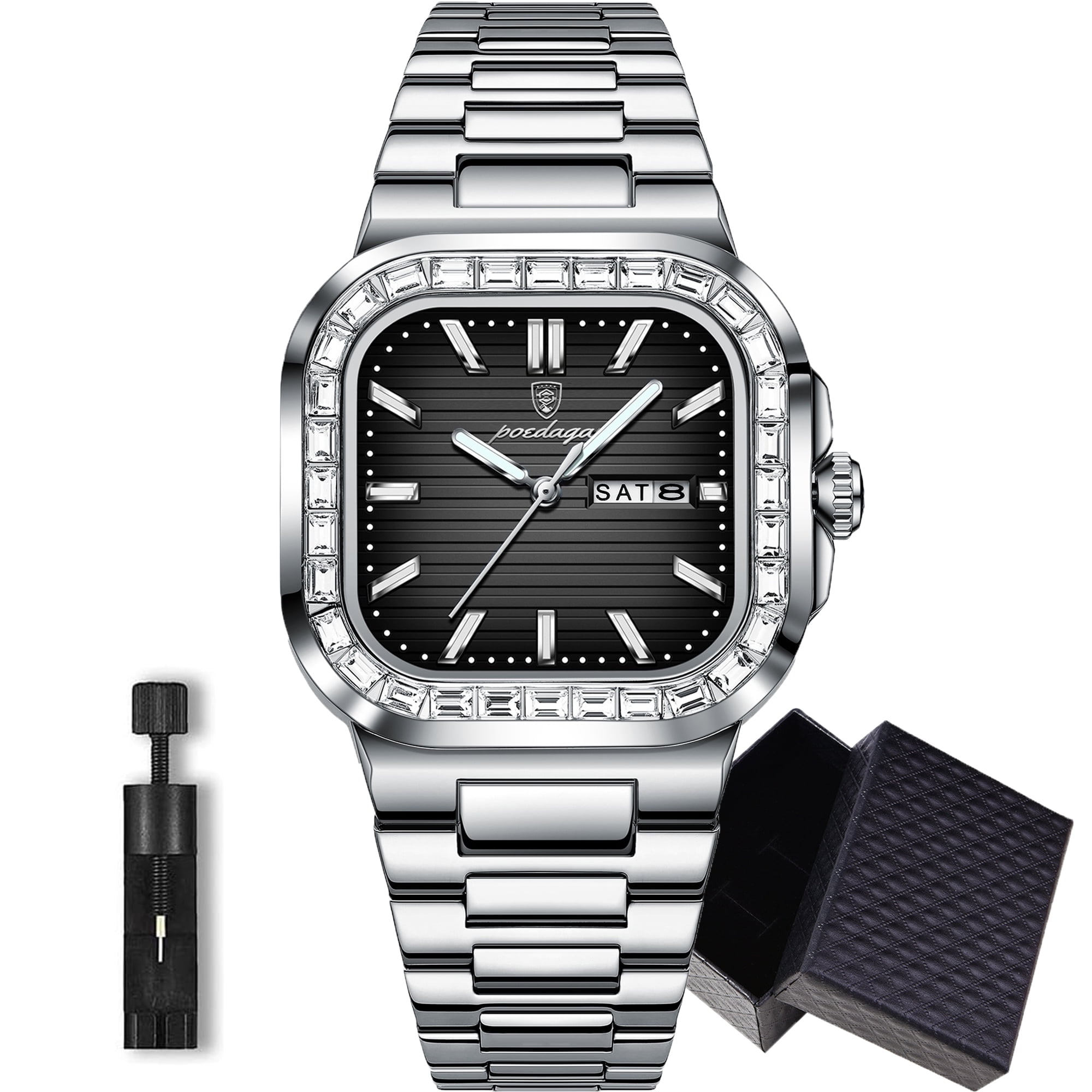 Square Men's Quartz Calendar Watch
