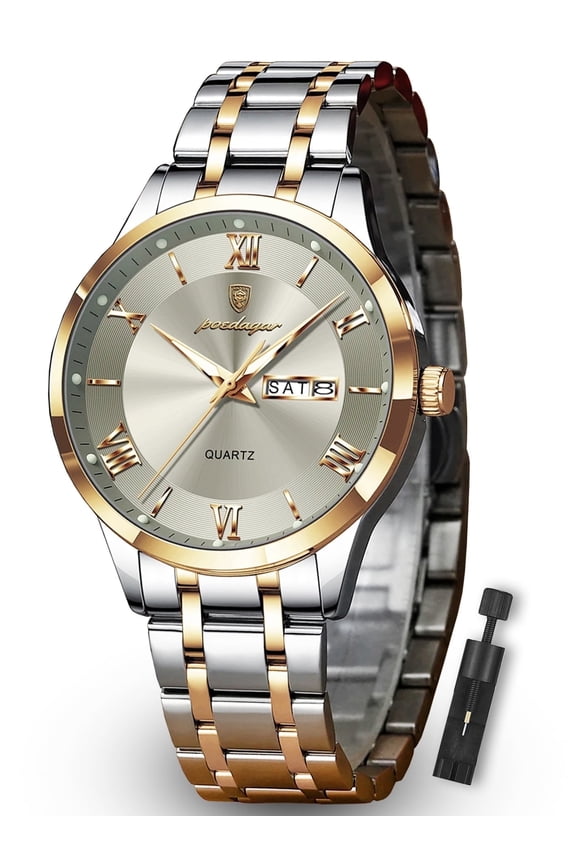 Fashion Stainless Steel Men's Quartz Watches Waterproof Luminous Week Date Sports Man Wrist Watch