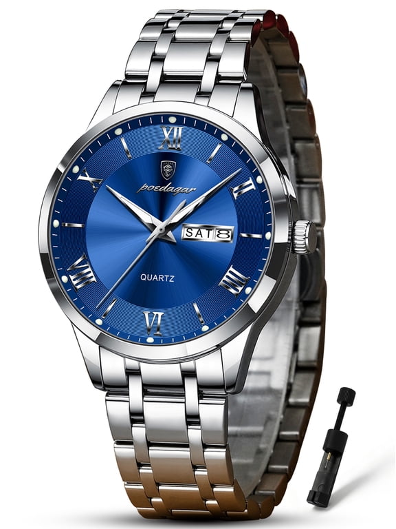 Fashion Stainless Steel Men's Quartz Watches Waterproof Luminous Week Date Sports Man Wrist Watch