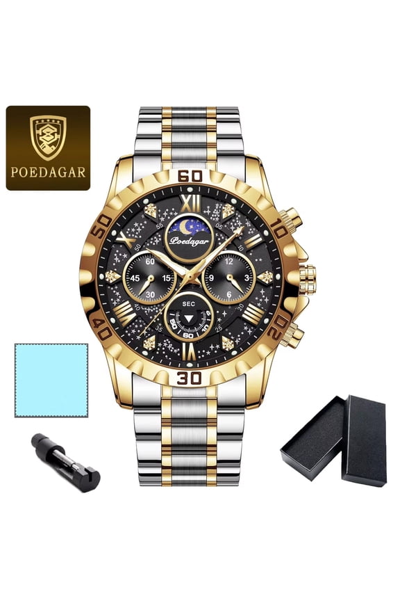 Luxury Business Men Quartz Watch Big Dial Luminous Wrist Watch Calendar Minute Second Chronograph Wristwatch