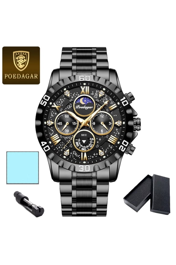 Luxury Business Men Quartz Watch Big Dial Luminous Wrist Watch Calendar Minute Second Chronograph Wristwatch