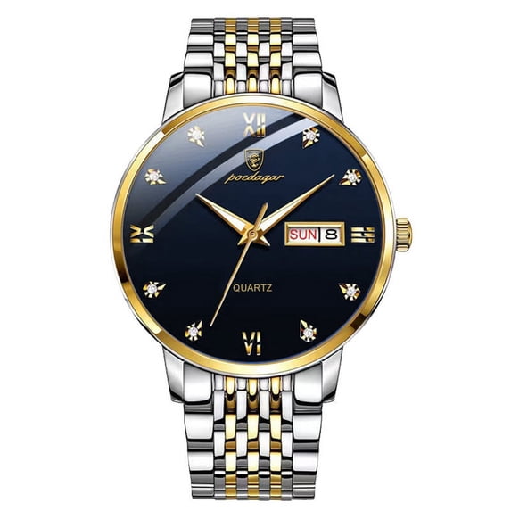 POEDAGAR Luxury Casual Male Watch Fashion Chronograph Stainless Steel Waterproof Luminous Date Military Men's Wristwatches Gifts