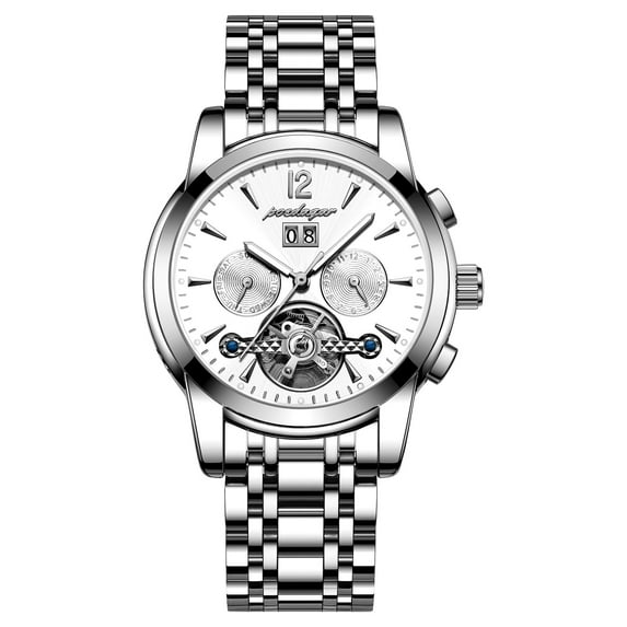 POEDAGAR Luxury Casual Top Brand Business Male Watches Date Week Waterproof Luminous Leather Dress Men's Watch Relogio Masculino