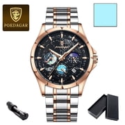 POEDAGAR Luxury Luminous Waterproof Chronograph Date Men Stainless Steel Quartz Watch