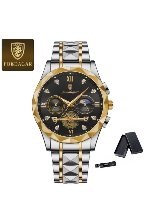 Luxury Man Blue Wristwatch Luminous Chronograph Watch for Men Diamond Stainless Steel Men's Quartz Watches