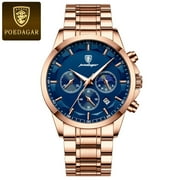 POEDAGAR Luxury Man Wristwatch Military Waterproof Luminous Chronograph Men Watch Stainless Steel Mens Quartz Watches box Reloj