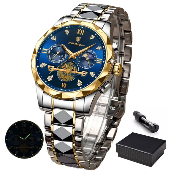 POEDAGAR Luxury Man Wristwatch Waterproof Luminous Chronograph Watch for Men Stainless Steel Men's Quartz Watches