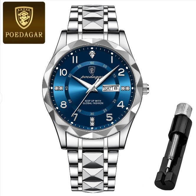 POEDAGAR Luxury Men Quartz Watch Waterproof Date Week Luminous