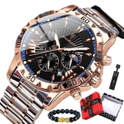 POEDAGAR Luxury Multi-Function Mens Quartz Watch Waterproof Luminous Chronograph Date Mens Watch Stainless Steel Quartz Mens Watch