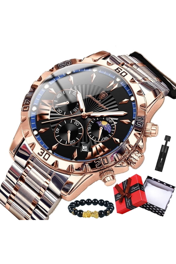 Luxury Multi-Function Men's Quartz Watch Waterproof Luminous Chronograph Date Men's Watch Stainless Steel Quartz Men's Watch