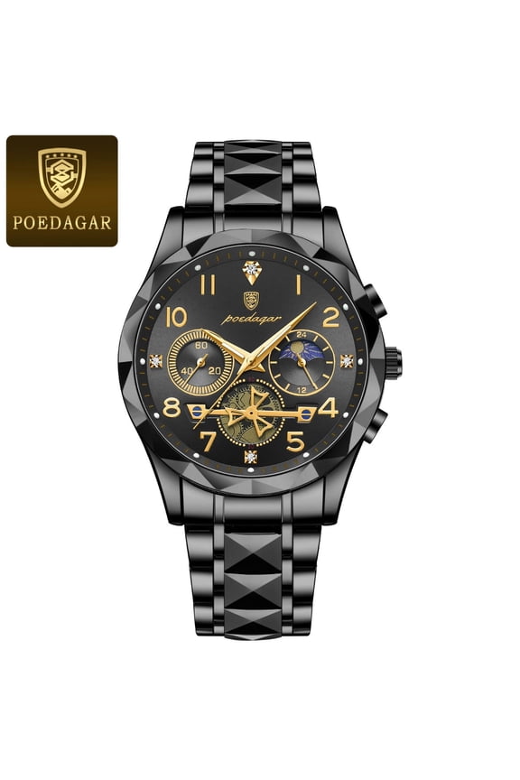 Luxury Sports Stainless Steel Quartz Wristwatch Waterproof Luminous Chronograph Men's Watches